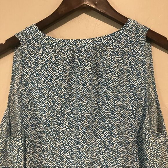 Joie Blue and White Sleeveless Silk Tank Blouse Size Large - Picture 8 of 9